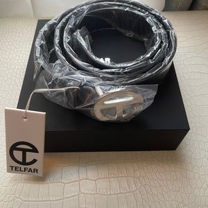 Telfar Logo Blk Leather Belt Size Large New With Tags.